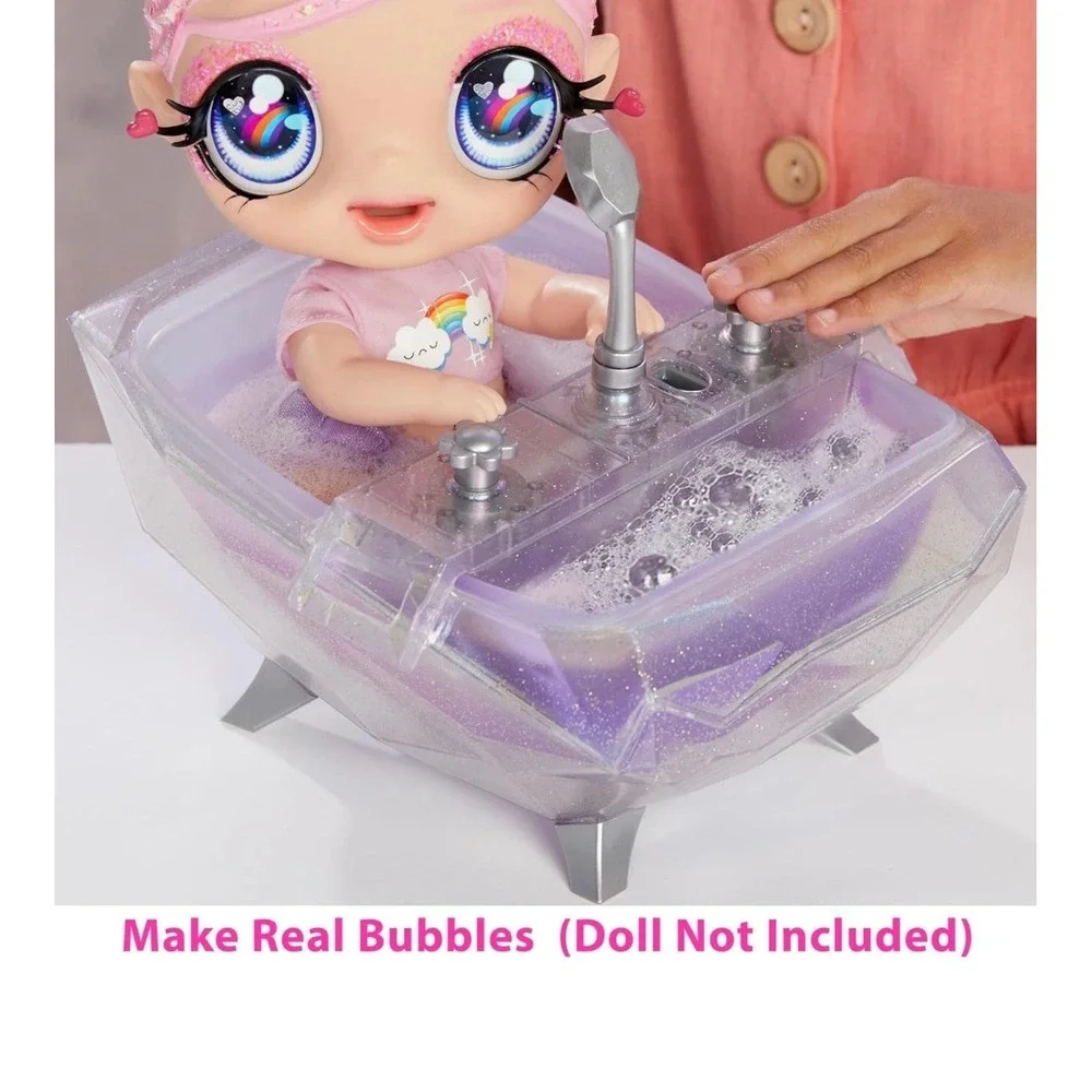 MGA'S Glitter Babyz Color Change Bubbling Bathtub, Real Working Shower Head‎ NEW
